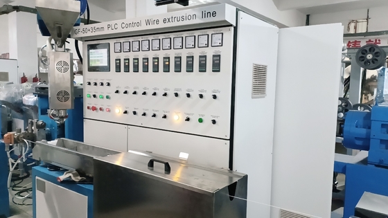Mesin pembuatan kabel jaringan 50+35 PLC Control Wire Extrusion Line